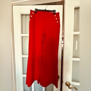 Chico's Red Dressy Pants with Gold Accents